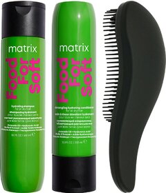 Matrix Food For Soft šampón 300ml + kondicionér 300ml + My-She Detangela MattBlack kefa