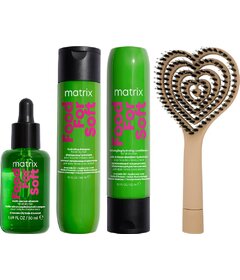 Matrix Food For Soft šampón 300ml + kondicionér 300ml + sérum 50ml + My-She BlowHeart Beige kefa