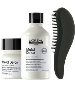 L'Oréal Professionnel Metal Detox šampón 300ml + maska 250ml + My-She Detangela MattBlack kefa