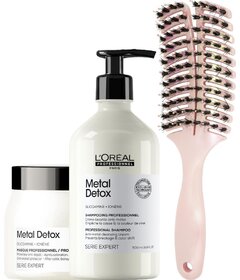 L'Oréal Professionnel Metal Detox šampón 500ml + maska 500ml + My-She Ventush ShinePink kefa