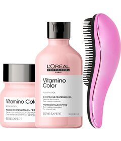 L'Oréal Professionnel Vitamino Color šampón 300ml + maska 250ml + My-She Detangela ShinePink kefa