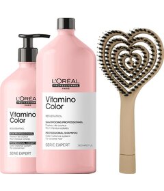L'Oréal Professionnel Vitamino Color šampón 1500ml + kondicionér 750ml + My-She BlowHeart kefa