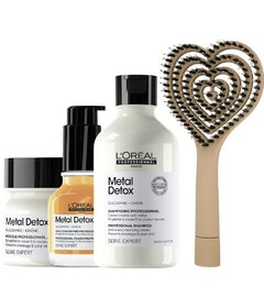 L'Oréal Professionnel Metal Detox šampón 300ml + maska 250ml + olej 50ml + My-She BlowHeart kefa