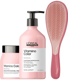 L'Oréal Professionnel Vitamino Color šampón 500ml + maska 500ml + My-She Tangla Round Pink kefa