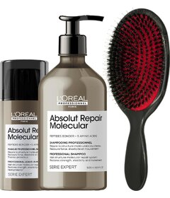 L'Oréal Professionnel Molecular šampón 500ml + Leave-In maska 100ml + My-She KnotOff Black kefa