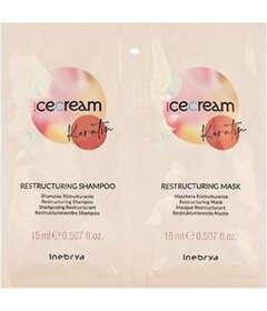 Inebrya Ice Cream Keratin Restructuring šampón 15ml + maska 15ml