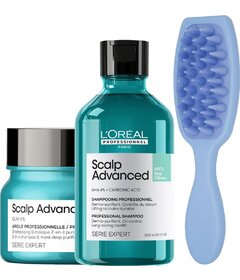 L'Oréal Professionnel Anti-Oiliness šampón 300ml + 2v1 maska 250ml + My-She MindTingle Blue kefa