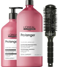 L'Oréal Professionnel Pro Longer šampón 1500ml + kondicionér 750ml + My-She TurboRound kefa 45mm