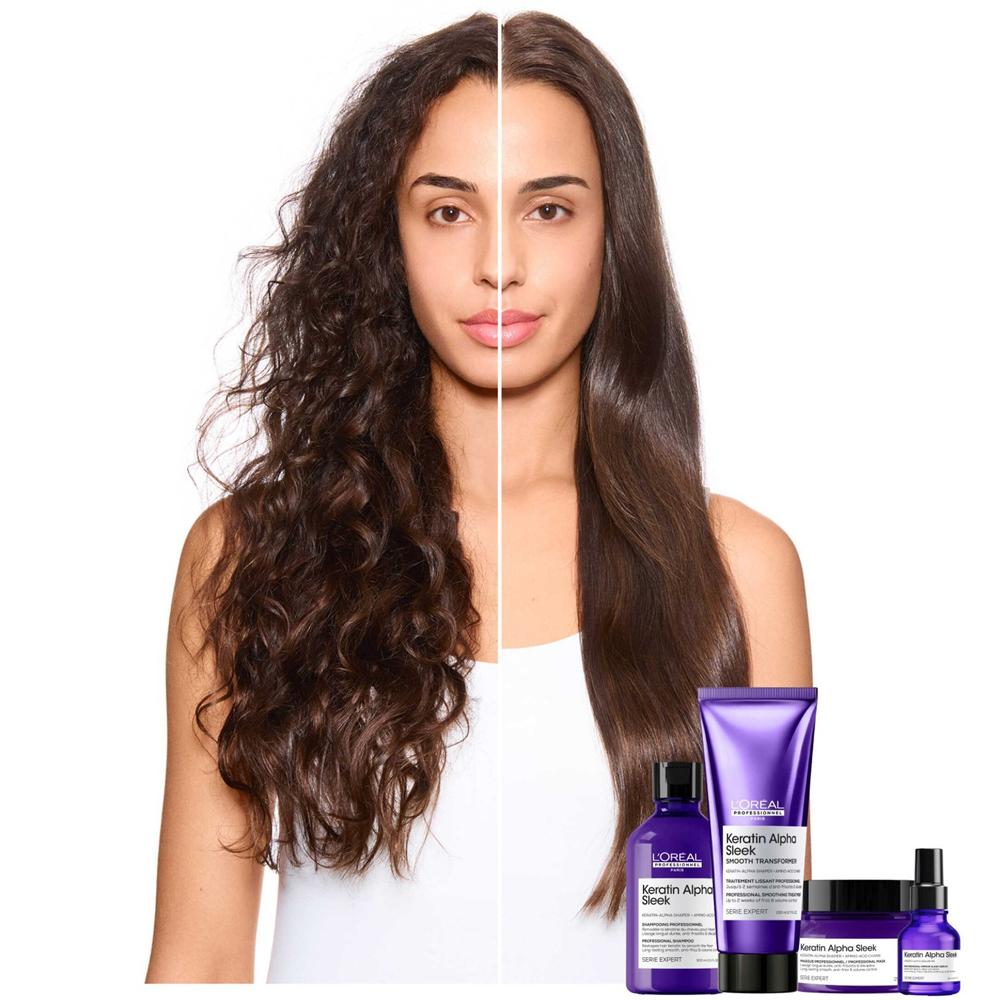 Krepovit&eacute; vlasy uhladen&eacute; starostlivosťou L'Or&eacute;al Keratin Alpha Sleek